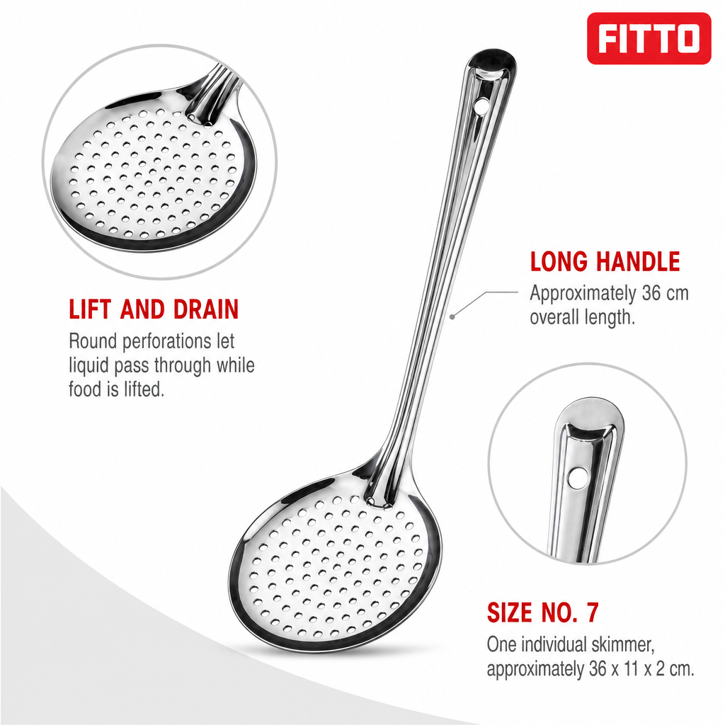 96 Pieces Stainless Steel Basting Skimmer, Round Perforated Cooking Utensils, Size No. 7