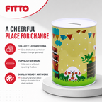 120 Pieces Round Metal Coin Box, Animal Cartoon Design with Coin Slot, 13.5 × 17.5 cm