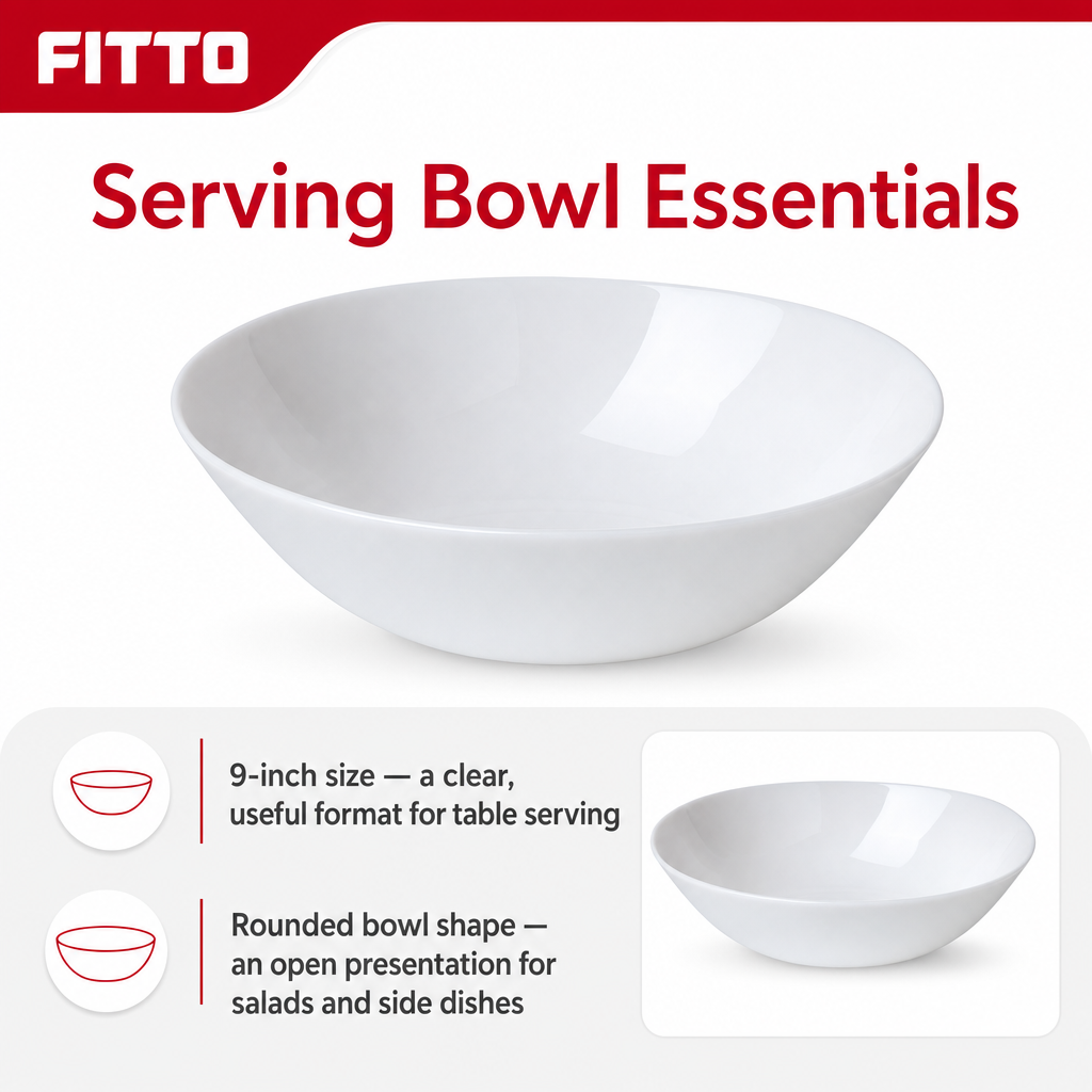 96 Pieces Opal Glass Serving Bowl, 9 Inch, White Tablewares for Salads, Fruit and Side Dishes
