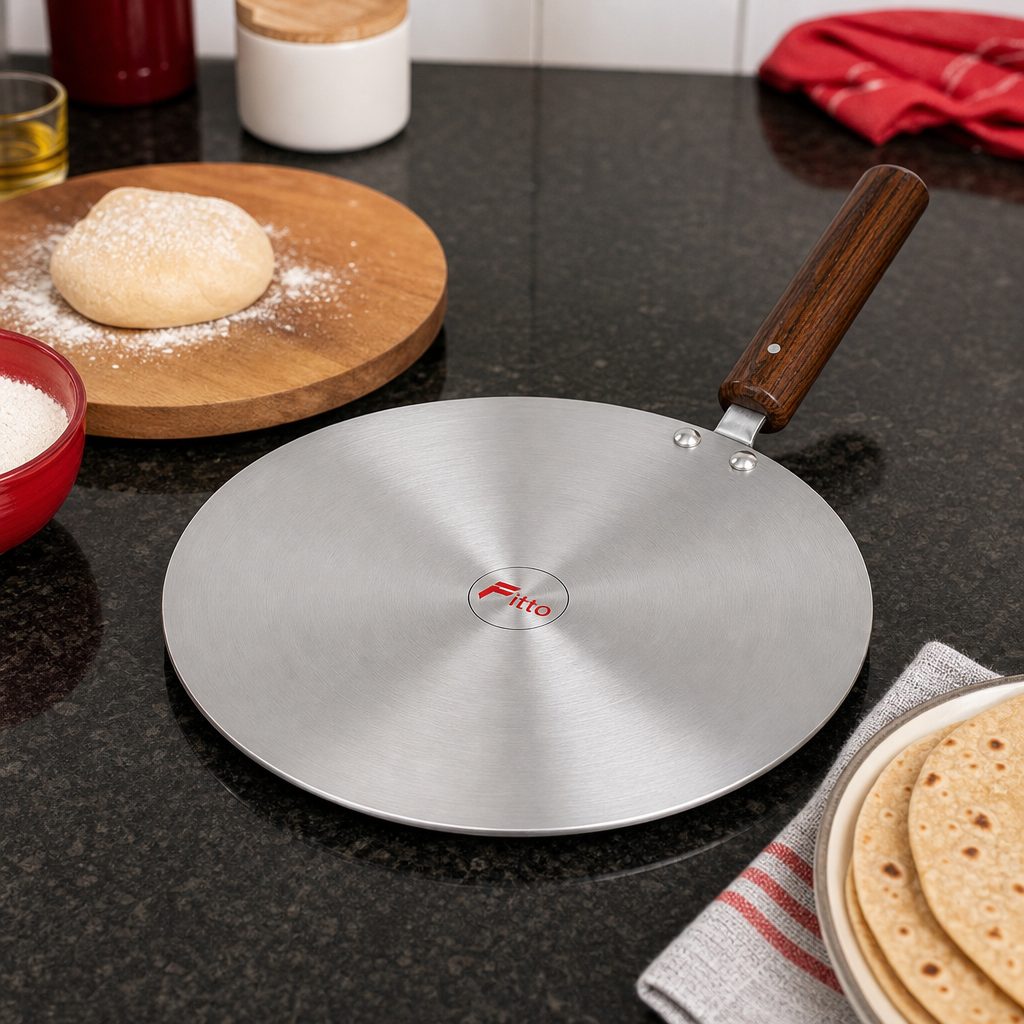 72 Pieces Non-Stick Tawa Pan with Wooden Handle, 14 Inch