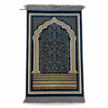 72 Pieces Decorative Prayer Mats, Turkish Style Floral Design, Blue and Gold, Fringed Edges, 36 x 28 cm