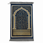 72 Pieces Decorative Prayer Mats, Turkish Style Floral Design, Blue and Gold, Fringed Edges, 36 x 28 cm
