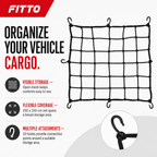 48 Pieces Elastic Cord Cargo Nets, 150 x 150 cm, 10 Hooks, Black Net for Vehicle Storage