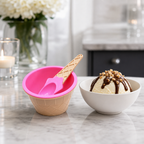 240 Pieces Ice Cream Cup with Spoon, Plastic Dessert Serving Bowl, Blue or Pink, 1 Piece