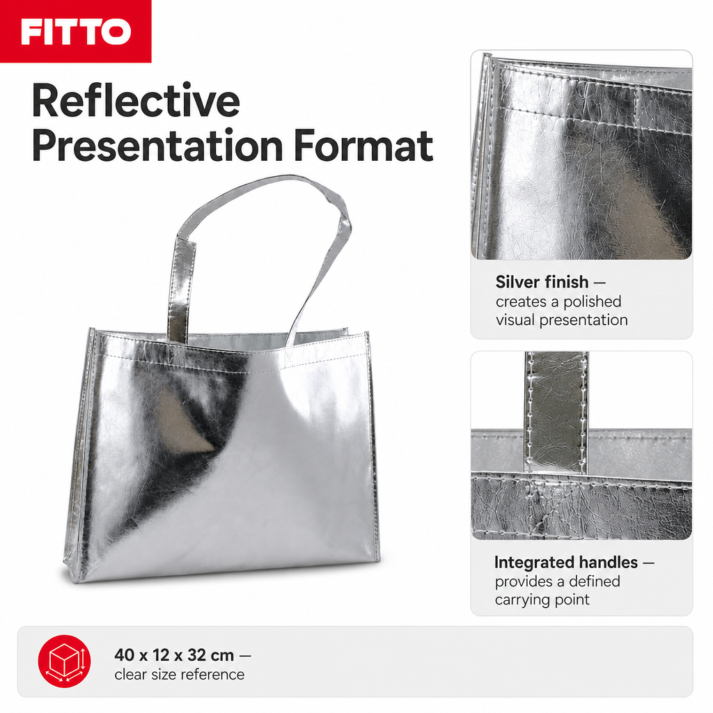 240 Pieces Silver Non-Woven Fabric Bag with Handles, 40 x 12 x 32 cm