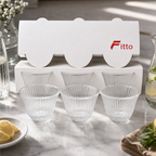 96 Pieces Clear Glass Cawa Cups with Fine Ribbed Design, 6 Pieces