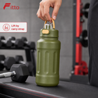 72 Pieces Water Bottle with Carry Strap, 1000ml Olive Green Sports Hydration Bottle