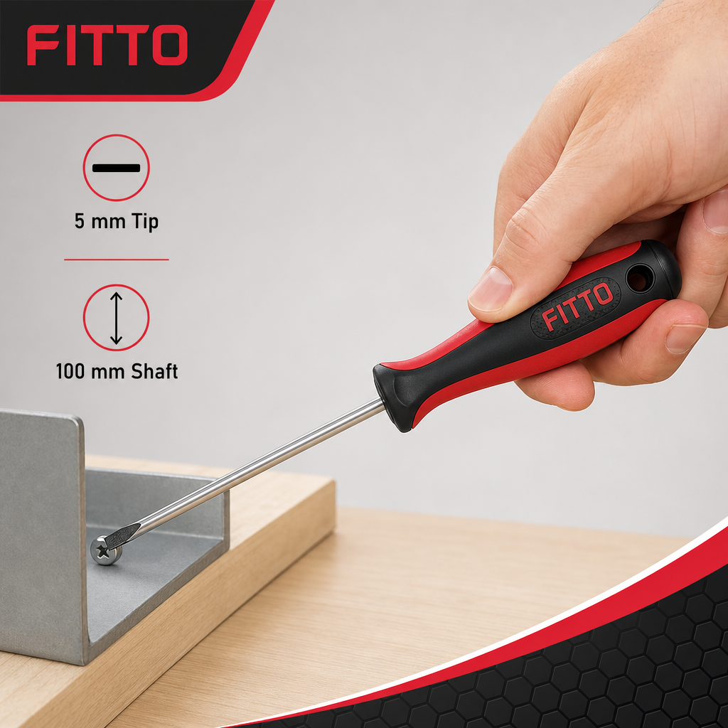 144 Pieces Hand Screwdriver, 5 mm Tip with 100 mm Shaft, Red Black Silver, 1 Piece