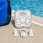 96 Pieces Swimming Ear Plug Set With Nose Clip and Storage Case, White