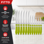 96 Pieces Lime Green Handle Stainless Steel Table and Paring Knife Set, 12 Pieces