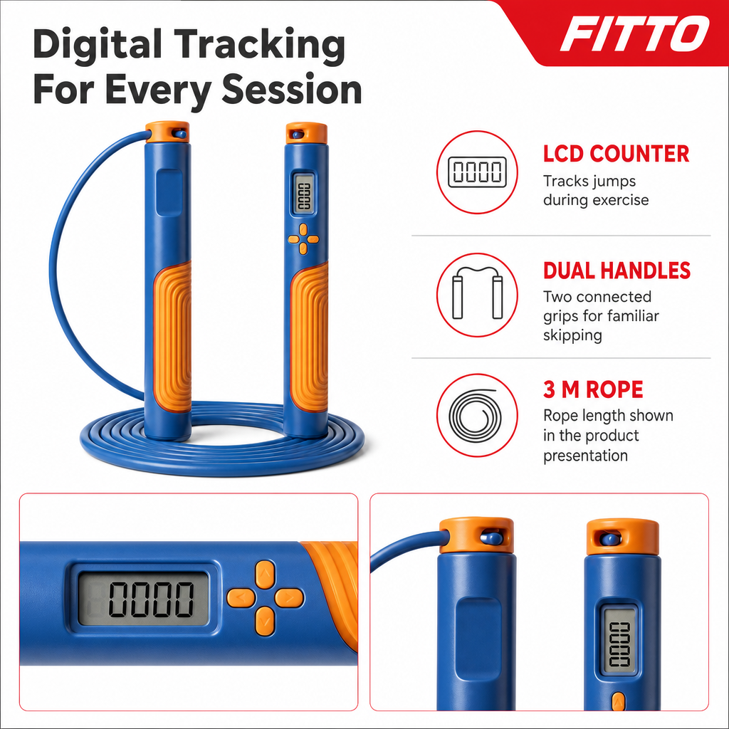 72 Pieces Digital Jump Ropes with LCD Counter, 3 m Rope and Dual Handles