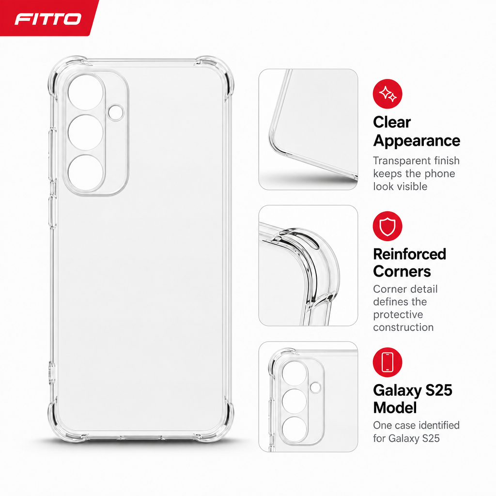 240 Pieces Clear Anti-Burst Protective Phone Cases with Reinforced Corners for Galaxy S25