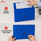 96 Pieces Blue A4 Document Folder with Button and Elastic Cord Closure, 1 Piece