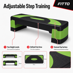 48 Pieces Aerobic Step Platforms for Exercise, 78 x 30 cm, Adjustable 10–20 cm Height, Black and Green