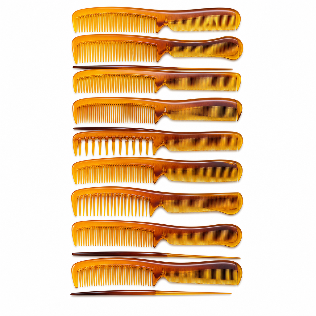 96 Pieces Hair Combs Set, Amber Brown, 12-Piece Assorted Grooming and Styling Combs