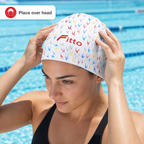 96 Pieces Swimming Cap for Adults, White Printed Design, Single Piece