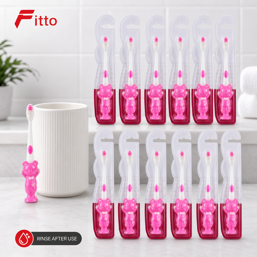 120 Pieces Pink Doll-Design Toothbrushes for Young Users, 12 Pieces