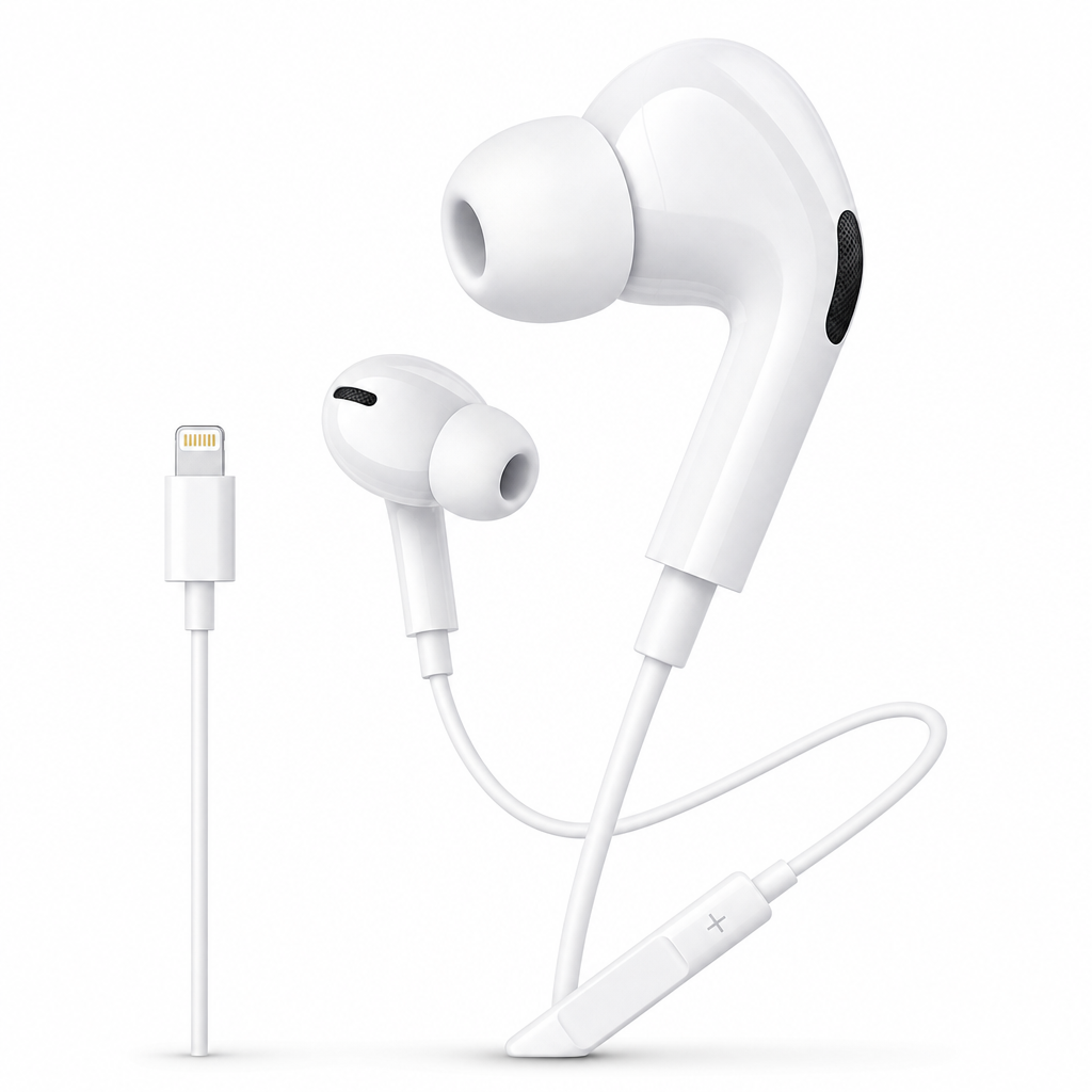 120 Pieces Lightning Earphones with Inline Microphone, Wired Audio Headset, White