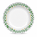 120 Pieces Soup Plate, 8 Inch, White with Green and Yellow Pattern