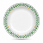 120 Pieces Soup Plate, 8 Inch, White with Green and Yellow Pattern