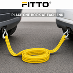 96 Pieces 5 Ton Nylon Car Tow Ropes with Two Safety Hooks, Yellow, 1 Piece