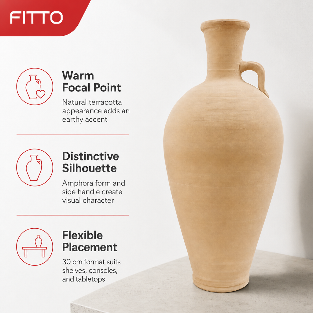 96 Pieces Natural Terracotta Amphora Vase with Handle, 30 cm