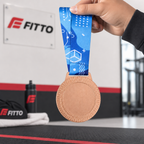 144 Pieces Sports Award Medal with Textured Edge, Blue Ribbon, Bronze, 10 x 8 cm
