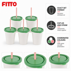 120 Pieces Plastic Cups with Lids and Straws, White Green and Pink, 5-Piece Drinkwares Set