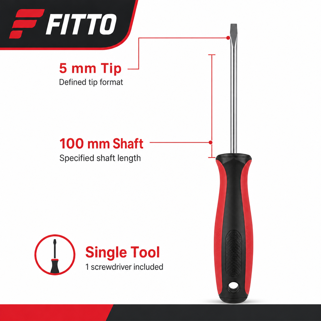 144 Pieces Hand Screwdriver, 5 mm Tip with 100 mm Shaft, Red Black Silver, 1 Piece