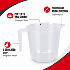 240 Pieces Transparent Plastic Pouring Jug with Handle, 1 Litre