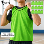 48 Pieces Mesh Sports Training Bib Vest, Standard Size, Green, 12-Piece Pack