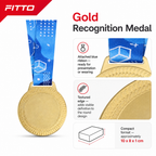 144 Pieces Award Medal with Blue Ribbon, Gold, 10 x 8 cm