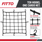 48 Pieces Elastic Cord Cargo Nets, 150 x 150 cm, 10 Hooks, Black Net for Vehicle Storage