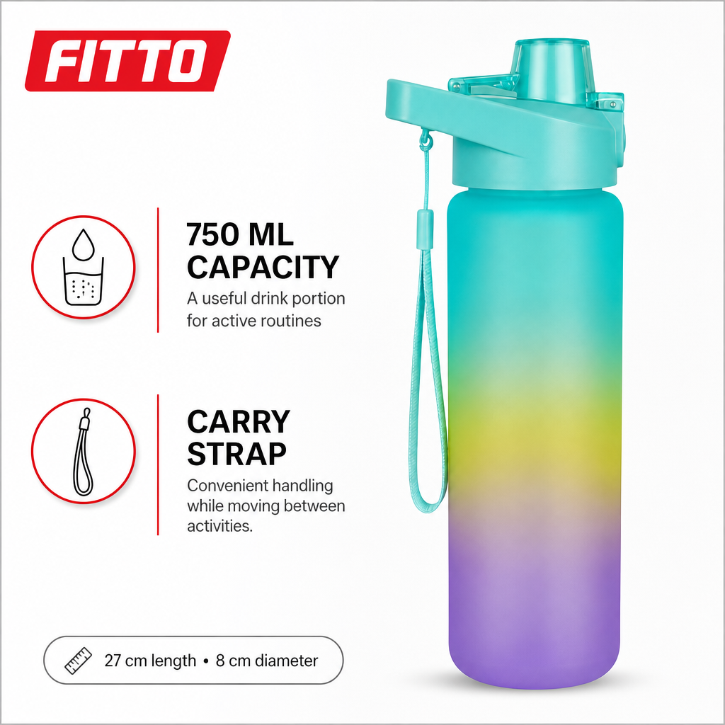 96 Pieces Sports Water Bottles with Carry Strap, 750 ml, Turquoise and Purple Gradient, 1 Piece