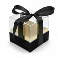 120 Pieces Acrylic Square Box with Ribbon, Black, 9.5 × 9.5 × 9 cm, 1 Piece