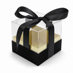 120 Pieces Acrylic Square Box with Ribbon, Black, 9.5 × 9.5 × 9 cm, 1 Piece