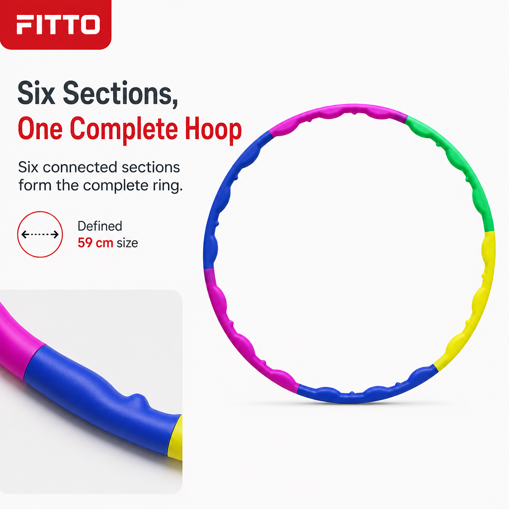 120 Pieces Sectional Massage Hoop, 59 cm, 6-Part Fitness Ring Set, Multicolor