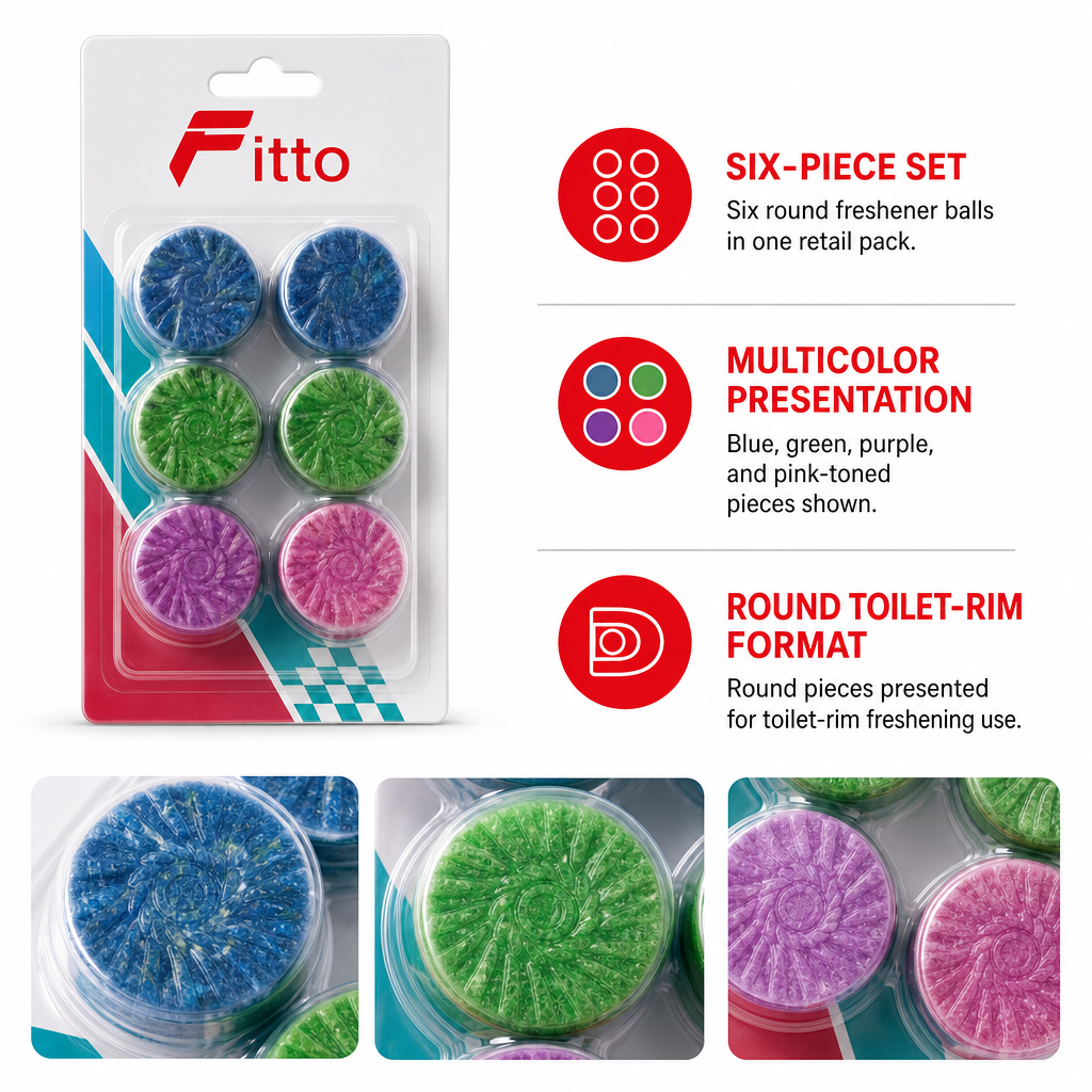 120 Pieces Toilet Rim Freshener Ballses, Multicolor, 6 Pieces