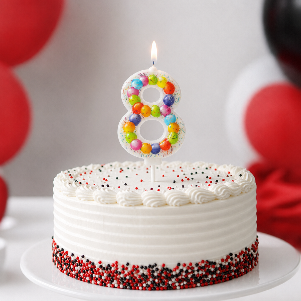 240 Pieces Mixed Colour Number 8 Cake Candle, Single Decorative Numeral Candle for Celebration Cakes
