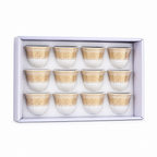 96 Pieces Ceramic Tea Cup Set, White And Gold, 12-Piece Drinkwares Collection