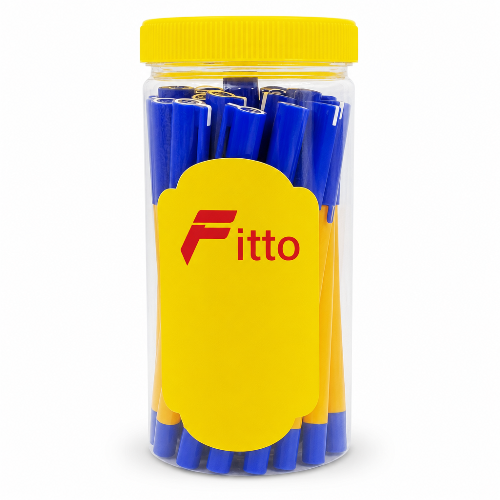 96 Pieces Ball Pens, 1.0mm Blue Ink, Yellow and Blue Body, 25 Pack