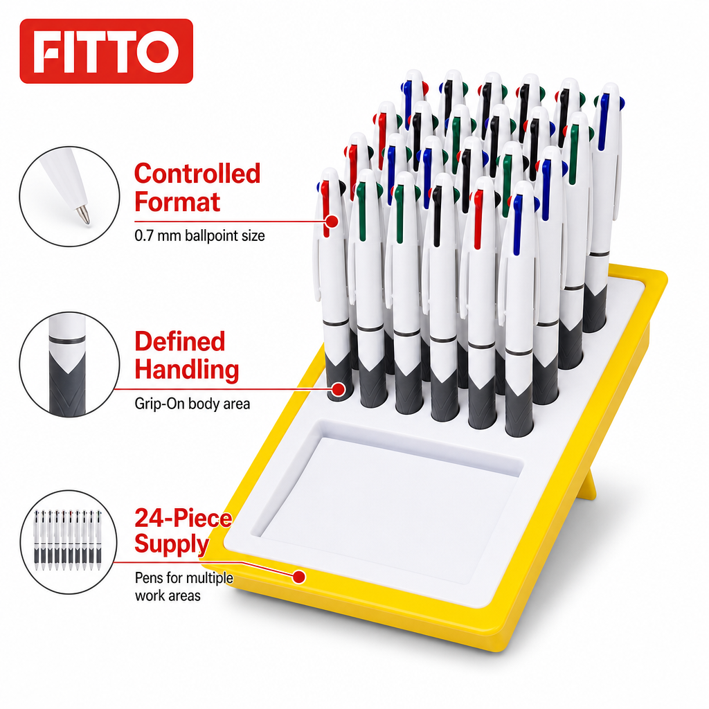 60 Pieces Grip-On Ballpoint Pens, 0.7 mm, 24 Pieces, White Body Writing Pens for Office and School Use