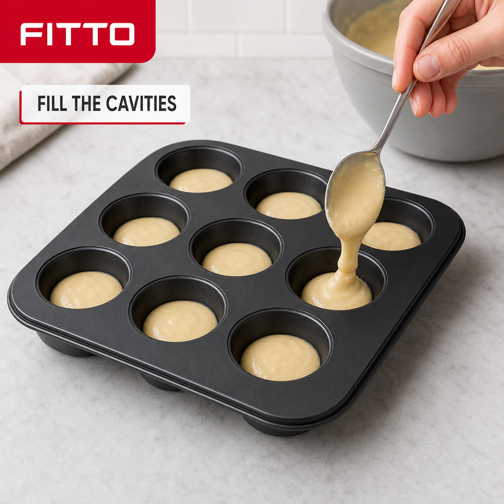 96 Pieces 12-Cup Cake Mold Carbon Steel Non-Stick Baking Pan Black 35 × 26 cm