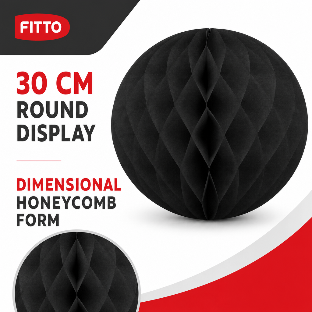 240 Pieces Black Paper Honeycomb Ball Decoration, 30 cm, 1 Piece