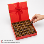 96 Pieces Chocolate Box with 36 Compartments, Red, 23 x 23 x 5 cm, 1 Piece