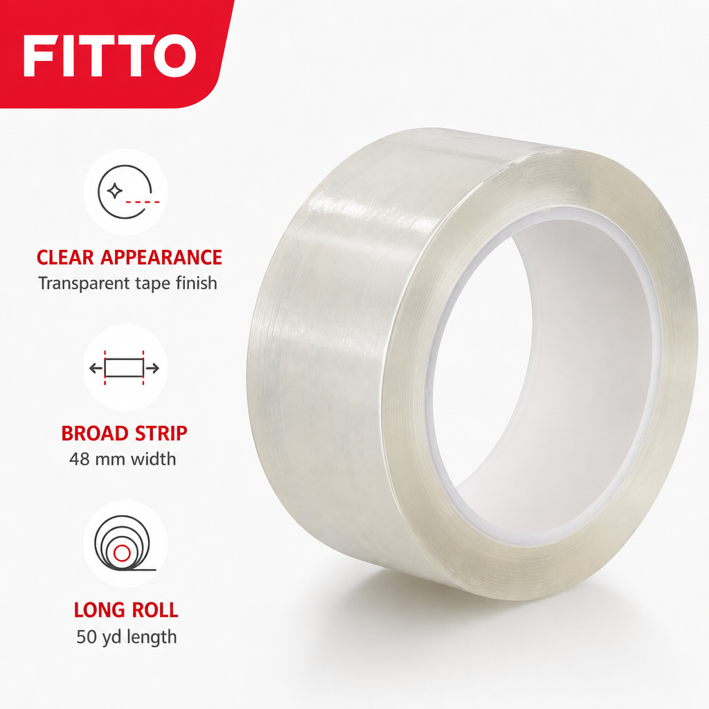 240 Pieces Crystal Clear Self-Adhesive Tapes, 48 mm x 50 yd Roll for Home, Office and Packing Use, 1 Roll