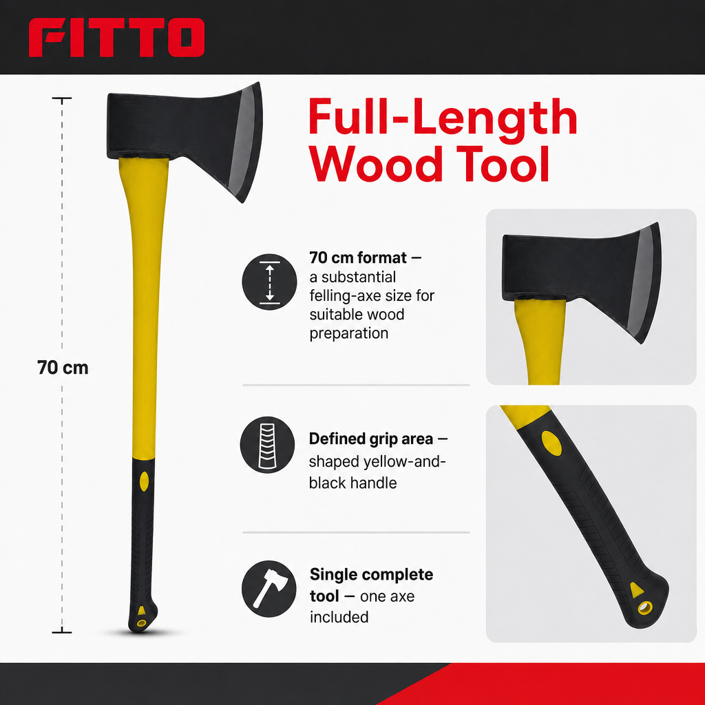 60 Pieces Felling Axe, 70 cm, Black and Yellow, 1 Piece