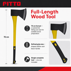 60 Pieces Felling Axe, 70 cm, Black and Yellow, 1 Piece