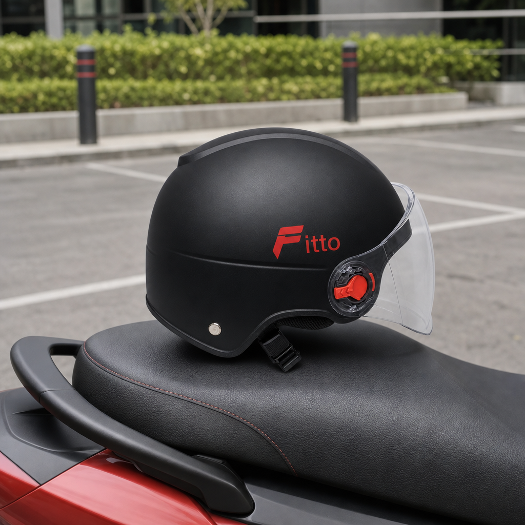 72 Pieces Half-Face Motorcycle Helmets with Clear Visor, Black