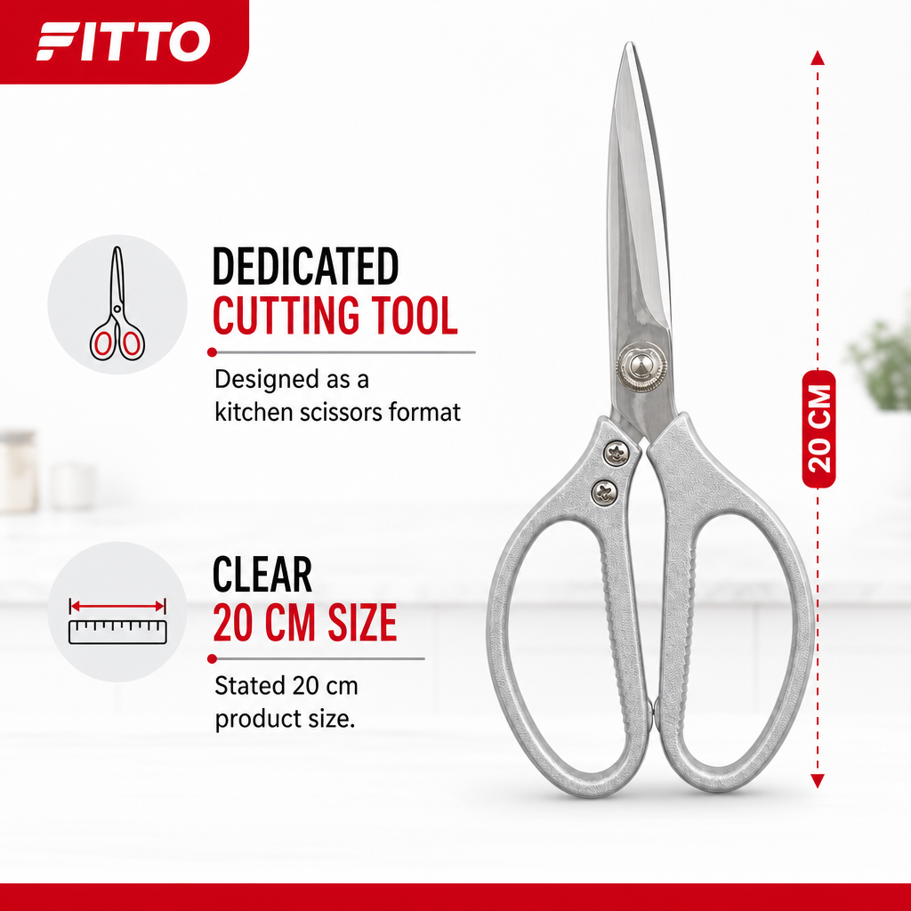 96 Pieces Kitchen Scissorses, Heavy-Duty 20 cm Food Preparation Shears, Silver Grey, 1 Piece